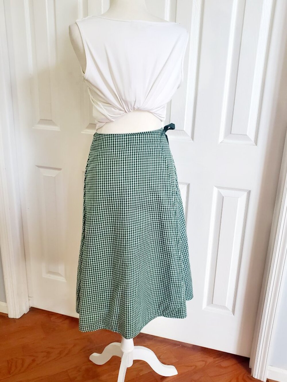 Vintage The Pond Reversible Wrap Skirt Cottagecore Gingham Folk Art Midi Skirt M - Picture 8 of 13